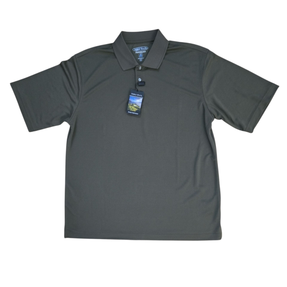 Pebble Beach Performance Golf Polo Shirt Mens L Drk Green Comfort Cool